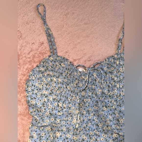 Blush BJ Womens Sheer Blue Crop Tank Baby Blue Floral Size Medium - Picture 2 of 5